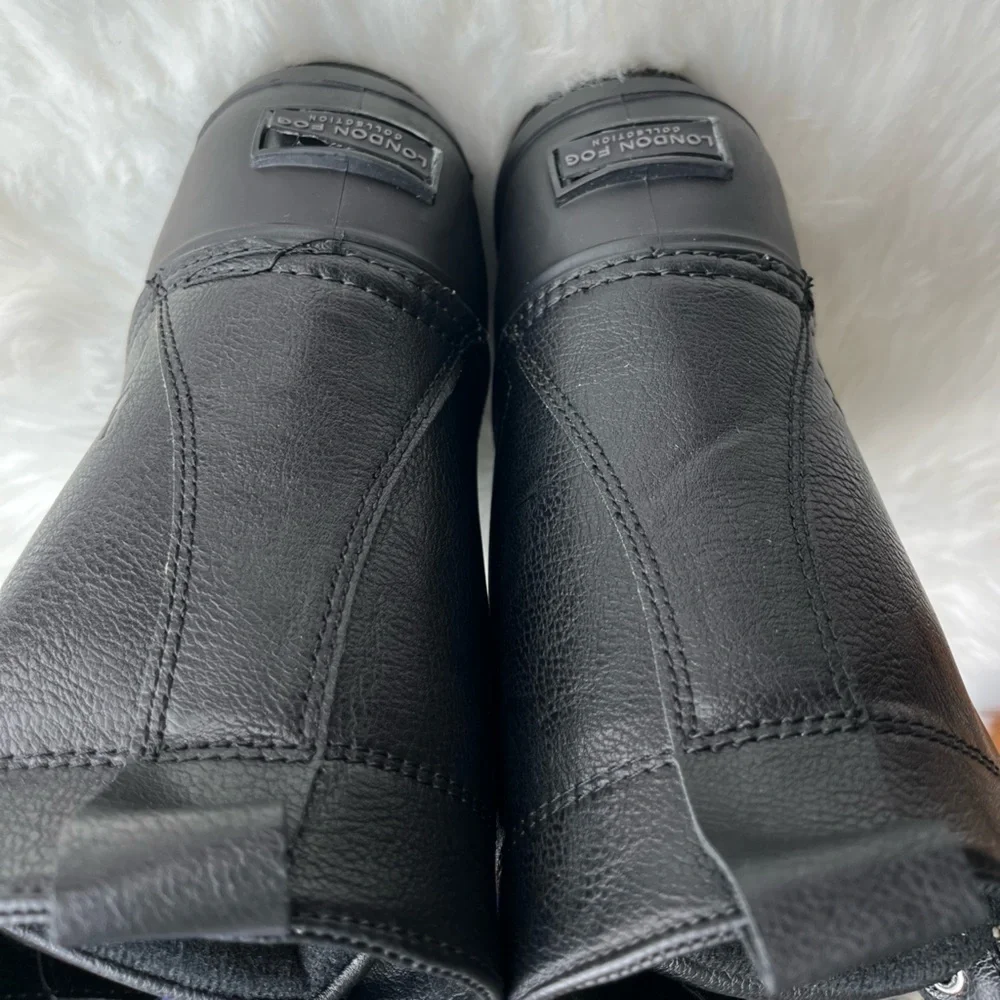 🆕 London Fog Collection Men's Seth Duck Boots Black Waterproof Lace-Up Size 13